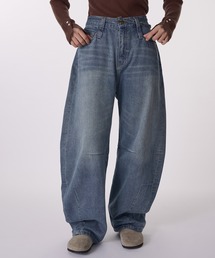 MUHET | belted curve denim pants / ベルト付きカーブデニムパンツ(デニムパンツ)