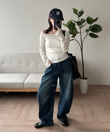MUHET(~G[^)belted curve denim pants / xgtJ[ufjpc(fjpc)