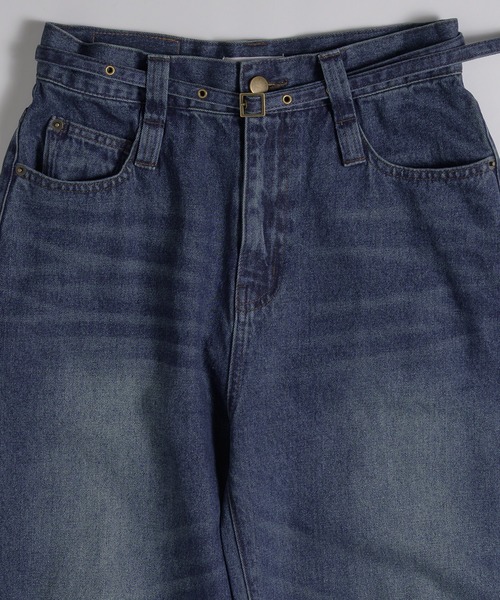 MUHET（ミュエータ）の「belted curve denim pants / ベルト付きカーブデニムパンツ（デニムパンツ・レディース・ライトインディゴブルー/インディゴブルー/ブラック/ブルー系その他・LARGE/MEDIUM/SMALL）」の14枚目の写真