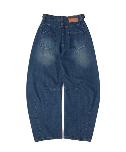 belted curve denim pants / ベルト付きカーブデニムパンツ（デニム