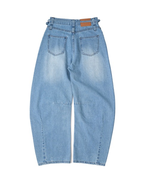 belted curve denim pants / ベルト付きカーブデニムパンツ（デニム