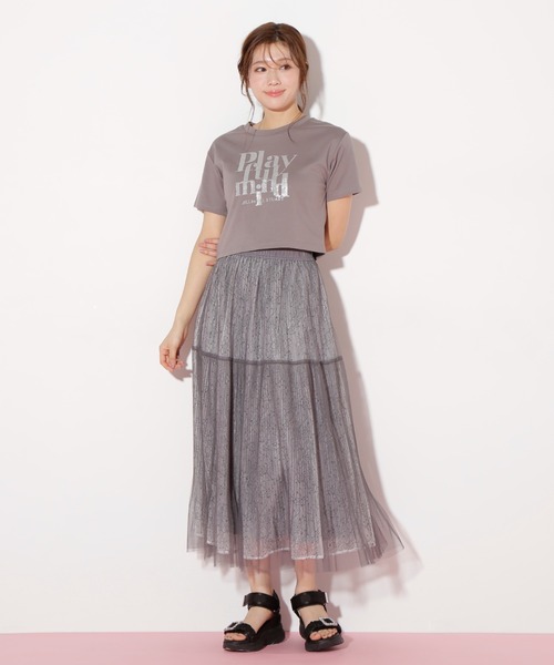 JILL by JILL STUART（ジルバイジルスチュアート）の「◇レイヤードチュールスカート（スカート・レディース・ブルー/チャコールグレー/ホワイト系その他・FREE）」の4枚目の写真