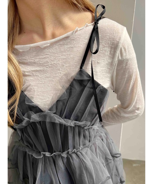 PHILLY(フィリー)の「【PHILLY】ボリュームチュールキャミワンピース(ワンピース・レディース・グレー/ブラック・FREE)」の10枚目の写真