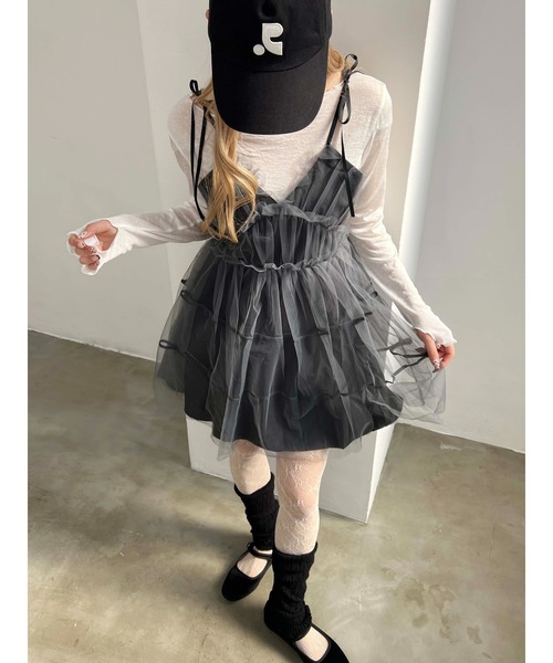 PHILLY(フィリー)の「【PHILLY】ボリュームチュールキャミワンピース(ワンピース・レディース・グレー/ブラック・FREE)」の11枚目の写真