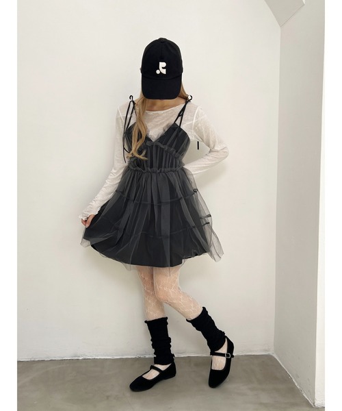 PHILLY(フィリー)の「【PHILLY】ボリュームチュールキャミワンピース(ワンピース・レディース・グレー/ブラック・FREE)」の13枚目の写真