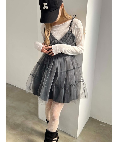 PHILLY(フィリー)の「【PHILLY】ボリュームチュールキャミワンピース(ワンピース・レディース・グレー/ブラック・FREE)」の12枚目の写真