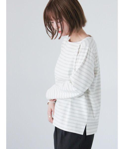 Lugnoncure（ルノンキュール）の「ボーダー長袖カットソー《2025spring catalog item》（Tシャツ/カットソー・レディース・オフホワイト/グレー/オレンジ/ベージュ・F）」の3枚目の写真
