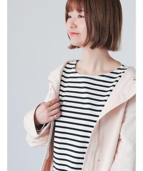 Lugnoncure（ルノンキュール）の「ボーダー長袖カットソー《2025spring catalog item》（Tシャツ/カットソー・レディース・オフホワイト/グレー/オレンジ/ベージュ・F）」の2枚目の写真