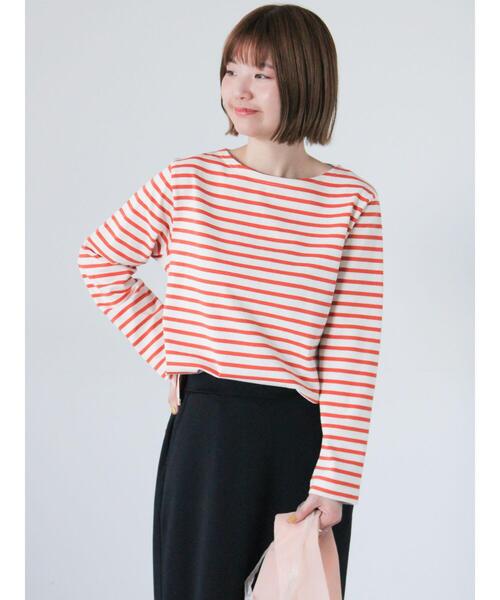 Lugnoncure（ルノンキュール）の「ボーダー長袖カットソー《2025spring catalog item》（Tシャツ/カットソー・レディース・オフホワイト/グレー/オレンジ/ベージュ・F）」の8枚目の写真