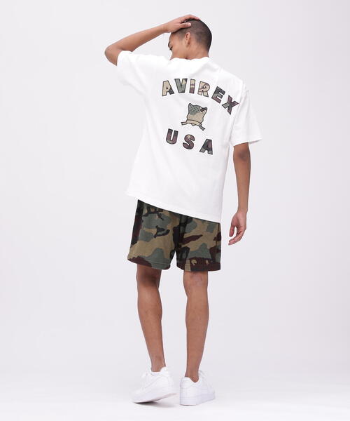AVIREX アヴィレックス★バーシティ カモ ロゴ 半袖Tシャツ 直営店限定》VARSITY CAMO LOGO T-SHIRT / バーシティ カモ ロゴ