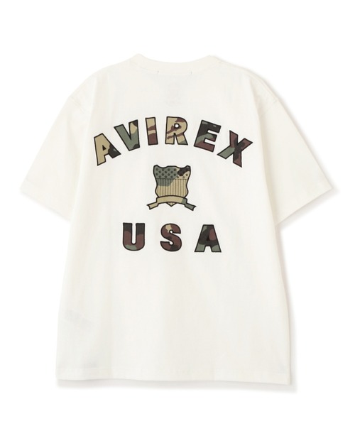 AVIREX アヴィレックス★バーシティ カモ ロゴ 半袖Tシャツ 直営店限定》VARSITY CAMO LOGO T-SHIRT / バーシティ カモ ロゴ