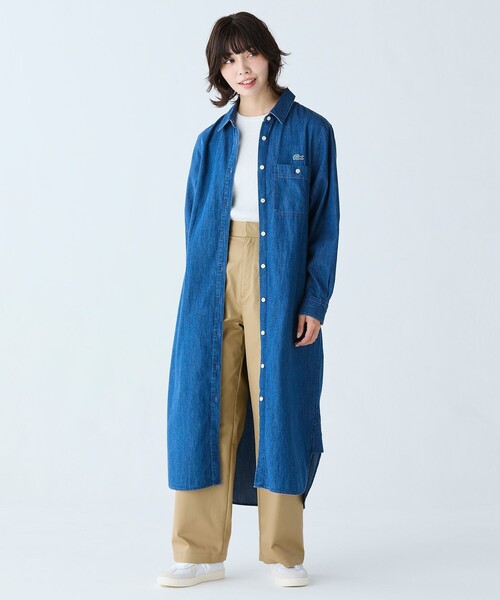 LACOSTE デニムシャツワンピース38ウォッシュダークブルー LACOSTE デニムシャツワンピース38ウォッシュダークブルー