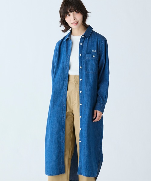 セール】ウエストベルト デニムシャツドレス ワンピース（シャツ