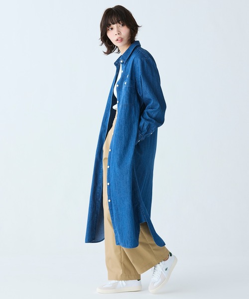 セール】ウエストベルト デニムシャツドレス ワンピース（シャツ