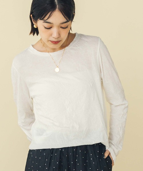 Gready Brilliant（グレディブリリアン）の「ワッシャーシアーカットソー（Tシャツ/カットソー・レディース・グリーン/ピンク/オフホワイト・M）」の8枚目の写真