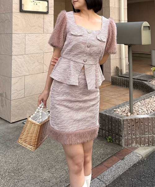 ROYAL PARTY（ロイヤルパーティー）の「異素材ヘムカットツイードタイトミニスカート（スカート・レディース・グレー/ピンク/ベージュ・FREE）」の12枚目の写真