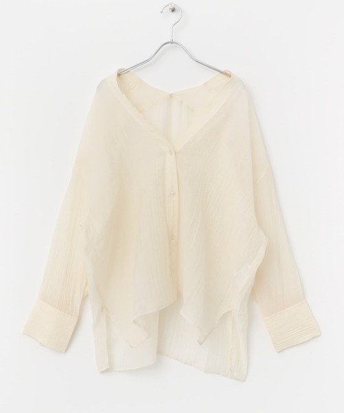ITEMS URBANRESEARCH（アイテムズ アーバンリサーチ）の「Vネックシアーブラウス（シャツ/ブラウス・レディース・オフホワイト/ブラック/ミント・FREE）」の19枚目の写真