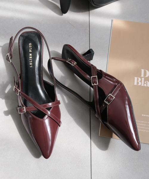 AmiAmi（アミアミ）の「バックストラップミュール/クロスストラップパンプス（パンプス・レディース・アイボリー/ブラック/シルバー/バーガンディー・S/M/LL/L）」の3枚目の写真