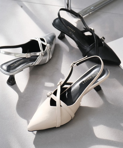 AmiAmi（アミアミ）の「バックストラップミュール/クロスストラップパンプス（パンプス・レディース・アイボリー/ブラック/シルバー/バーガンディー・S/M/LL/L）」の5枚目の写真