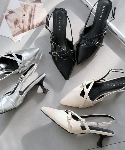 AmiAmi（アミアミ）の「バックストラップミュール/クロスストラップパンプス（パンプス・レディース・アイボリー/ブラック/シルバー/バーガンディー・S/M/LL/L）」の9枚目の写真