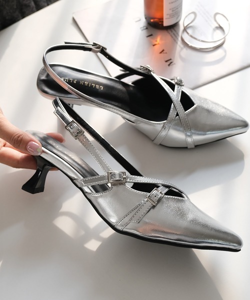 AmiAmi（アミアミ）の「バックストラップミュール/クロスストラップパンプス（パンプス・レディース・アイボリー/ブラック/シルバー/バーガンディー・S/M/LL/L）」の13枚目の写真