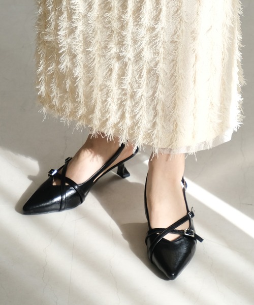 AmiAmi（アミアミ）の「バックストラップミュール/クロスストラップパンプス（パンプス・レディース・アイボリー/ブラック/シルバー/バーガンディー・S/M/LL/L）」の10枚目の写真