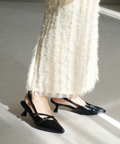 AmiAmi（アミアミ）の「バックストラップミュール/クロスストラップパンプス（パンプス・レディース・アイボリー/ブラック/シルバー/バーガンディー・S/M/LL/L）」の11枚目の写真