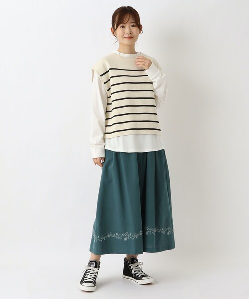one'sterrace(ワンズテラス)の「綿ニット&長袖カットソー アンサンブル(ベスト・レディース・アイボリー系8/ライトグレー系8/ブラック系8・02)」の16枚目の写真