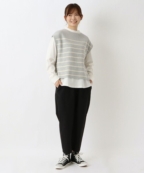 one'sterrace(ワンズテラス)の「綿ニット&長袖カットソー アンサンブル(ベスト・レディース・アイボリー系8/ライトグレー系8/ブラック系8・02)」の18枚目の写真