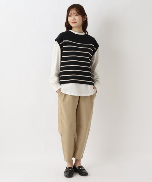 one'sterrace(ワンズテラス)の「綿ニット&長袖カットソー アンサンブル(ベスト・レディース・アイボリー系8/ライトグレー系8/ブラック系8・02)」の20枚目の写真