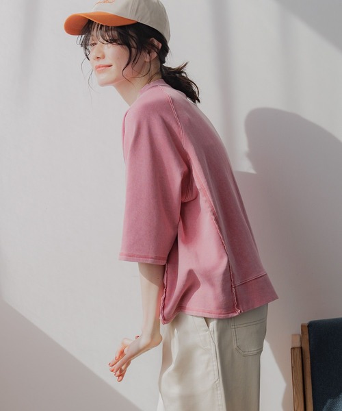 niko and...（ニコアンド）の「ミニ裏毛7分袖プルオーバー（Tシャツ/カットソー・レディース・チャコール/レッド/グレー/ネイビー・LARGE/MEDIUM）」の9枚目の写真