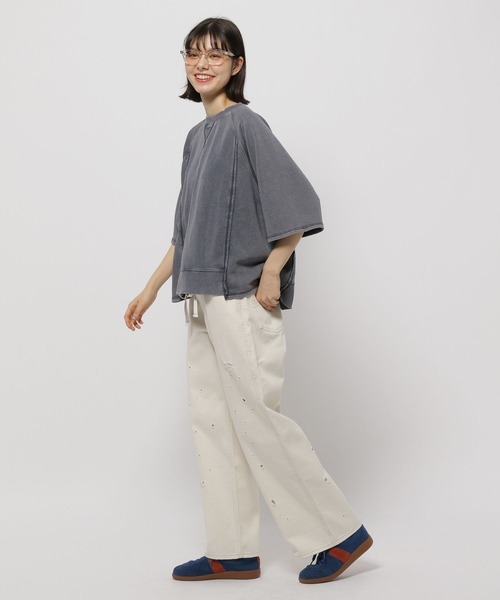 niko and（ニコアンド）の「ミニ裏毛7分袖プルオーバー（Tシャツ