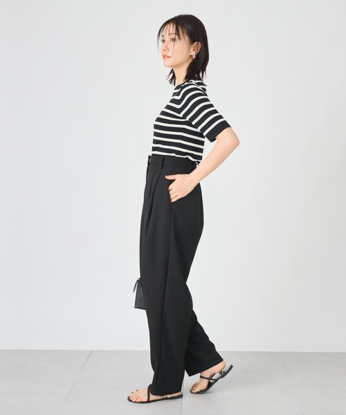 ever closet（エバークローゼット）の「テーパードシルエットパンツ（スラックス・レディース・ブラック/ベージュ・FREE）」の4枚目の写真