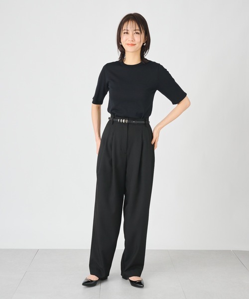 ever closet（エバークローゼット）の「テーパードシルエットパンツ（スラックス・レディース・ブラック/ベージュ・FREE）」の10枚目の写真