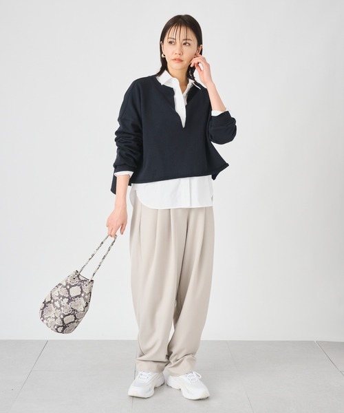 ever closet（エバークローゼット）の「テーパードシルエットパンツ（スラックス・レディース・ブラック/ベージュ・FREE）」の18枚目の写真