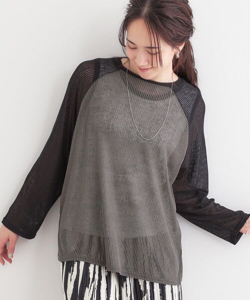 Cutie Blonde（キューティーブロンド）の「【S-LL】シアーラグランロンT（Tシャツ/カットソー・レディース・ホワイト/ベージュ/チャコールグレー・04/03/02/01）」の2枚目の写真