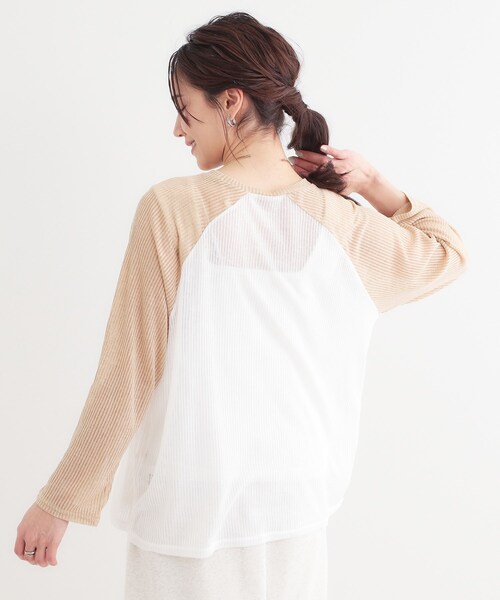 Cutie Blonde（キューティーブロンド）の「【S-LL】シアーラグランロンT（Tシャツ/カットソー・レディース・ホワイト/ベージュ/チャコールグレー・04/03/02/01）」の9枚目の写真