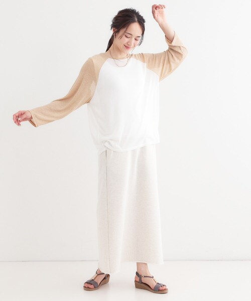 Cutie Blonde（キューティーブロンド）の「【S-LL】シアーラグランロンT（Tシャツ/カットソー・レディース・ホワイト/ベージュ/チャコールグレー・04/03/02/01）」の10枚目の写真