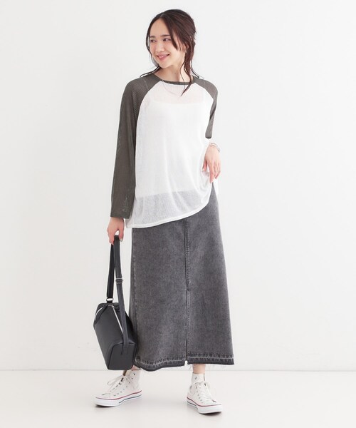 Cutie Blonde（キューティーブロンド）の「【S-LL】シアーラグランロンT（Tシャツ/カットソー・レディース・ホワイト/ベージュ/チャコールグレー・04/03/02/01）」の14枚目の写真