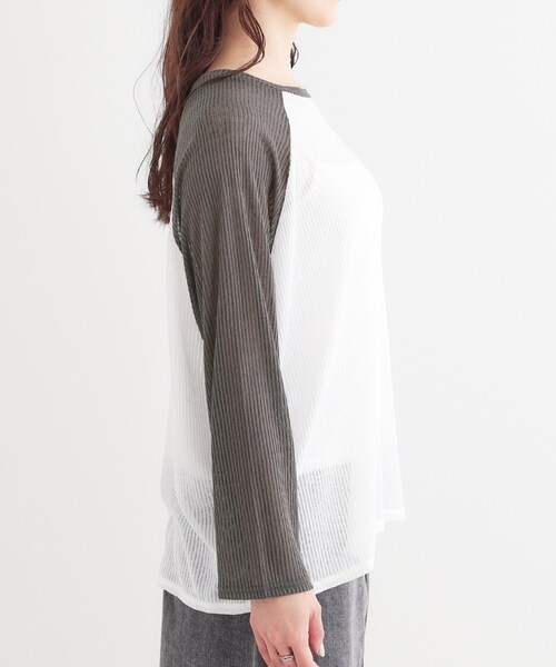 Cutie Blonde（キューティーブロンド）の「【S-LL】シアーラグランロンT（Tシャツ/カットソー・レディース・ホワイト/ベージュ/チャコールグレー・04/03/02/01）」の17枚目の写真