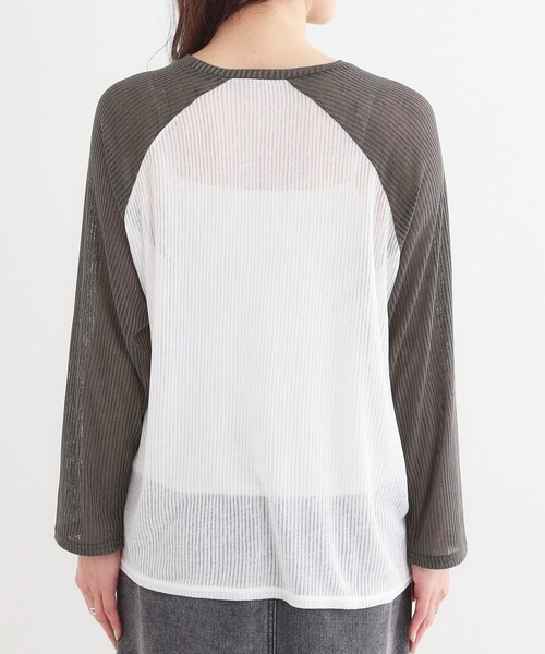 Cutie Blonde（キューティーブロンド）の「【S-LL】シアーラグランロンT（Tシャツ/カットソー・レディース・ホワイト/ベージュ/チャコールグレー・04/03/02/01）」の18枚目の写真