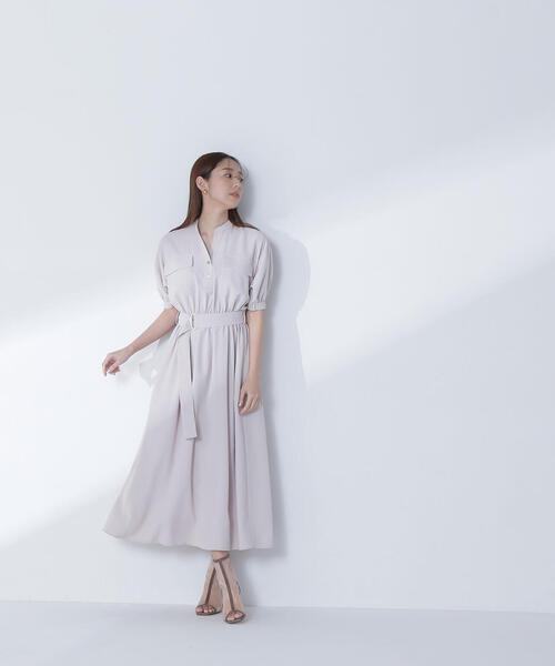 NATURAL BEAUTY BASIC（ナチュラルビューティーベーシック）の「◇ダブルポケットフォルムワンピース（ワンピース・レディース・チャコールグレー/ライトグリーン/ベージュ・SMALL/MEDIUM/P/S）」の22枚目の写真