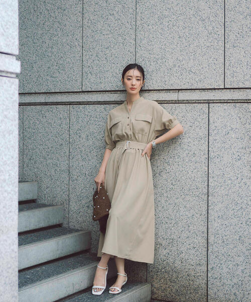 NATURAL BEAUTY BASIC（ナチュラルビューティーベーシック）の「◇ダブルポケットフォルムワンピース（ワンピース・レディース・チャコールグレー/ライトグリーン/ベージュ・SMALL/MEDIUM/P/S）」の10枚目の写真