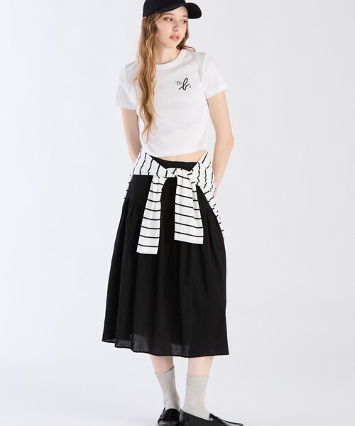 To b. by agnes b.(トゥービーバイアニエスベー)の「コットンクレープスカート(スカート・レディース・ブラック・36/38/40)」の6枚目の写真