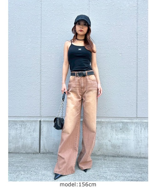 EGOIST（エゴイスト）の「ロゴ刺繍キャミトップ（キャミソール・レディース・ブラック/ダークグレー/ホワイト・FREE）」の9枚目の写真