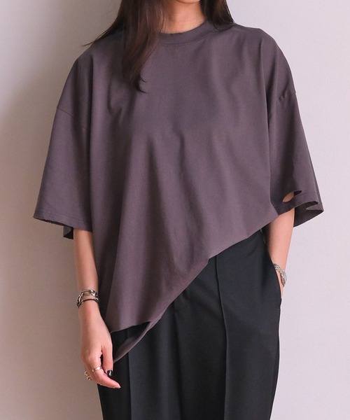 AKTE（アクテ）の「シャビーシックTシャツ（Tシャツ/カットソー・レディース・ホワイト/グレー・FREE）」の2枚目の写真