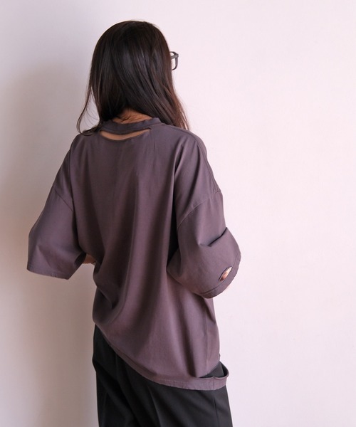 AKTE（アクテ）の「シャビーシックTシャツ（Tシャツ/カットソー・レディース・ホワイト/グレー・FREE）」の7枚目の写真