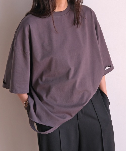 AKTE（アクテ）の「シャビーシックTシャツ（Tシャツ/カットソー・レディース・ホワイト/グレー・FREE）」の10枚目の写真