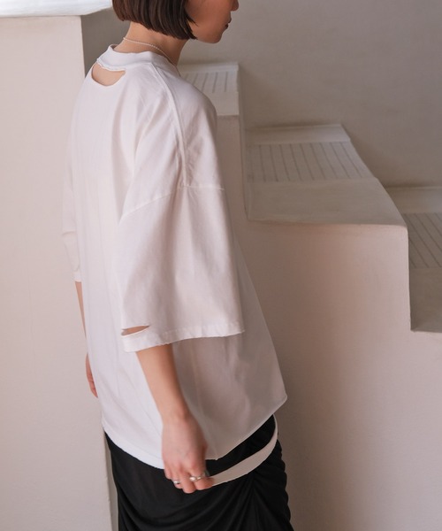 AKTE（アクテ）の「シャビーシックTシャツ（Tシャツ/カットソー・レディース・ホワイト/グレー・FREE）」の12枚目の写真