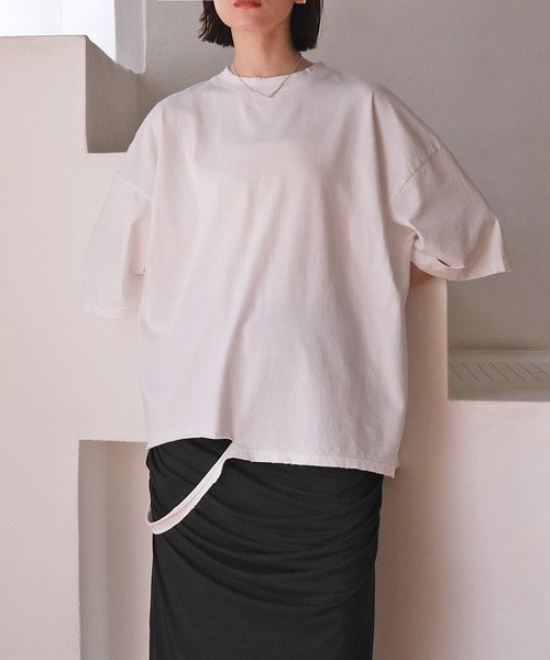 AKTE（アクテ）の「シャビーシックTシャツ（Tシャツ/カットソー・レディース・ホワイト/グレー・FREE）」の13枚目の写真